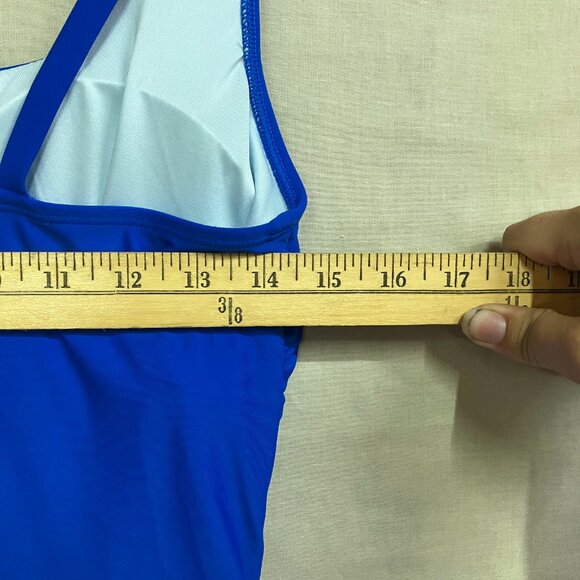 Cupshe Women's Large Chick Blue 2 Piece Tankini Swimdress Flattering Ruching - Picture 14 of 16